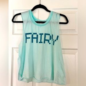Wildfox NWOT Sleeveless T-Shirt Small Aqua Blue